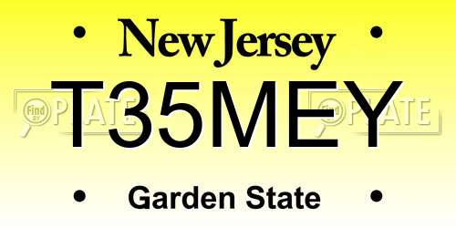 T35MEY New Jersey License Plate