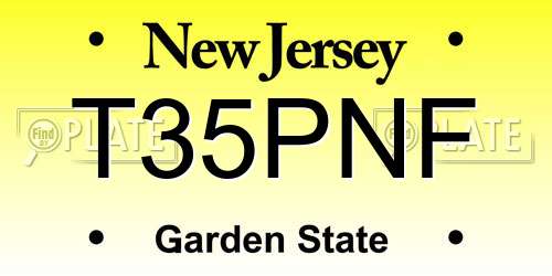 T35PNF New Jersey License Plate
