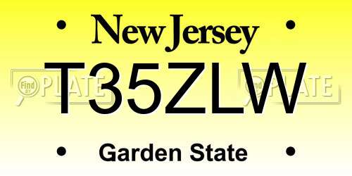 T35ZLW New Jersey License Plate