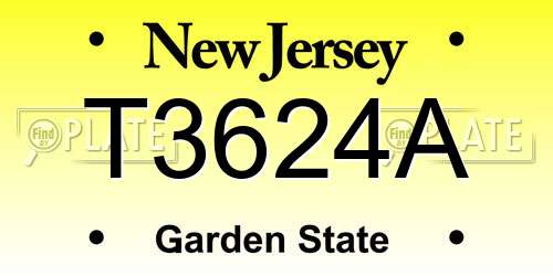 T3624A New Jersey License Plate