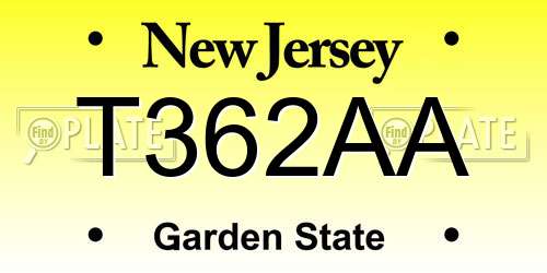 T362AA New Jersey License Plate