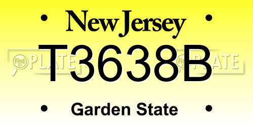 T3638B New Jersey License Plate