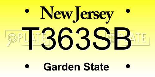T363SB New Jersey License Plate