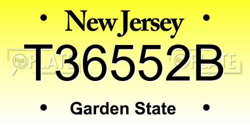 T36552B New Jersey License Plate