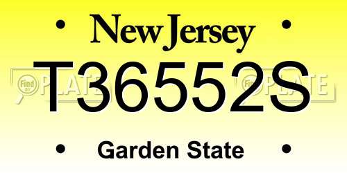T36552S New Jersey License Plate
