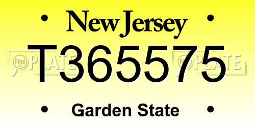 T365575 New Jersey License Plate