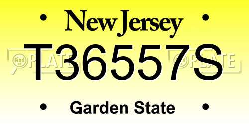 T36557S New Jersey License Plate