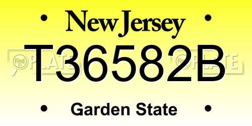 T36582B New Jersey License Plate