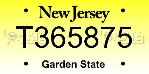 T365875 New Jersey License Plate