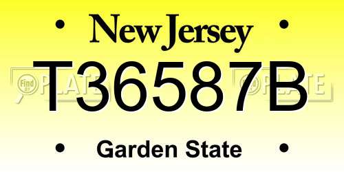 T36587B New Jersey License Plate