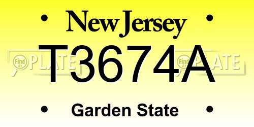 T3674A New Jersey License Plate