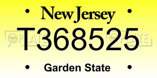 T368525 New Jersey License Plate