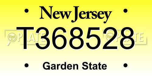 T368528 New Jersey License Plate