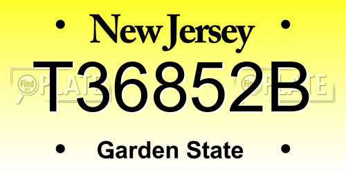 T36852B New Jersey License Plate