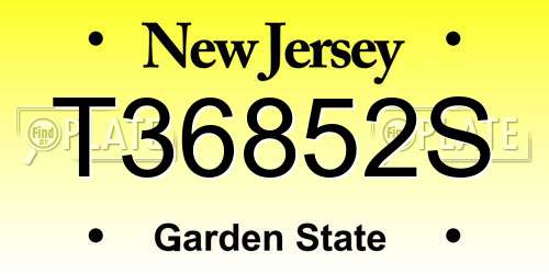 T36852S New Jersey License Plate