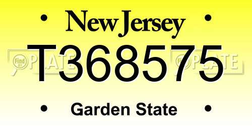 T368575 New Jersey License Plate