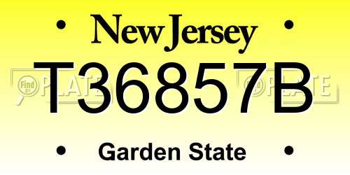 T36857B New Jersey License Plate