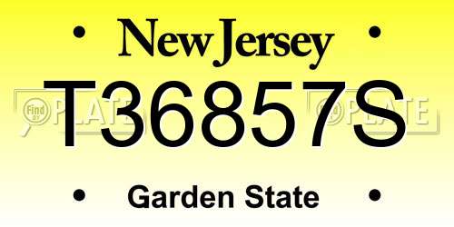 T36857S New Jersey License Plate