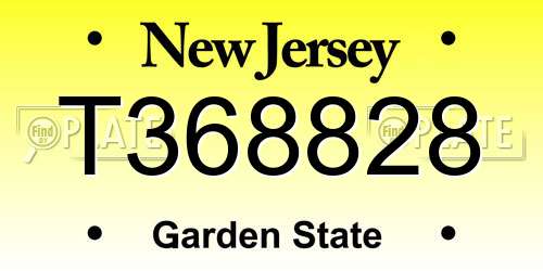 T368828 New Jersey License Plate