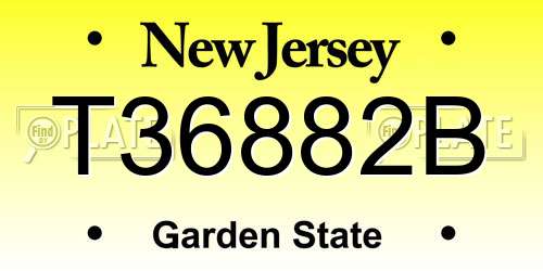 T36882B New Jersey License Plate