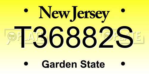 T36882S New Jersey License Plate