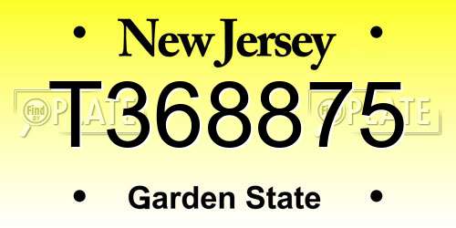 T368875 New Jersey License Plate