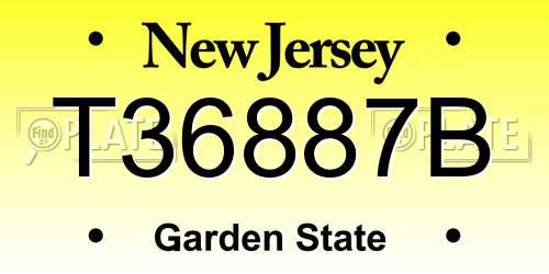 T36887B New Jersey License Plate