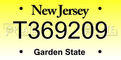 T369209 New Jersey License Plate