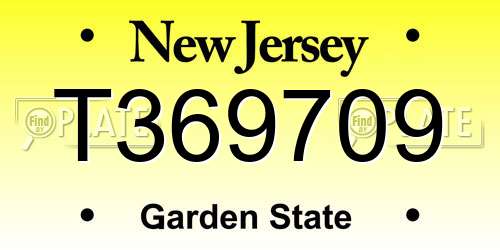 T369709 New Jersey License Plate