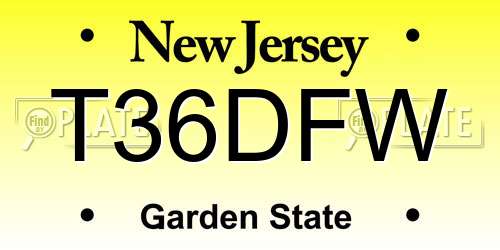 T36DFW New Jersey License Plate
