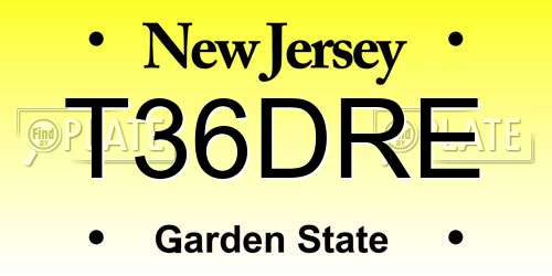 T36DRE New Jersey License Plate