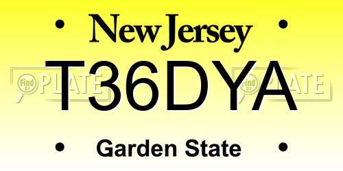 T36DYA New Jersey License Plate