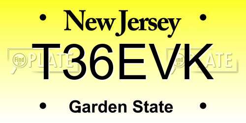 T36EVK New Jersey License Plate