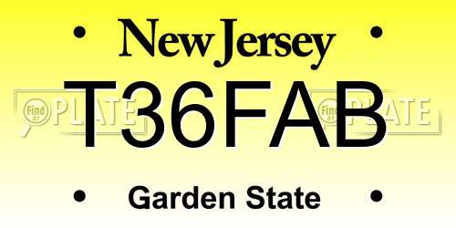 T36FAB New Jersey License Plate