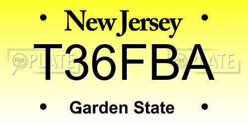 T36FBA New Jersey License Plate