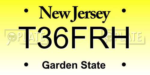 T36FRH New Jersey License Plate