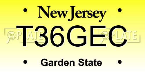 T36GEC New Jersey License Plate