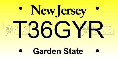 T36GYR New Jersey License Plate