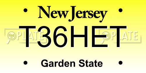 T36HET New Jersey License Plate
