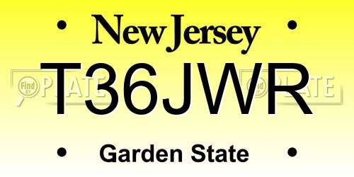 T36JWR New Jersey License Plate