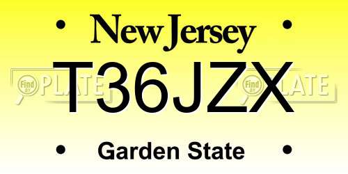 T36JZX New Jersey License Plate