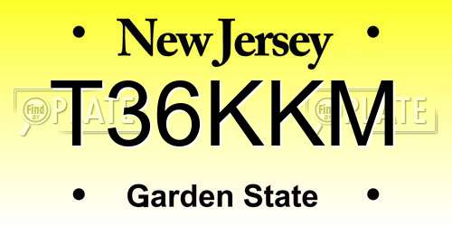 T36KKM New Jersey License Plate