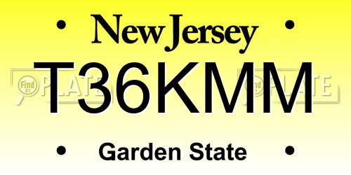 T36KMM New Jersey License Plate