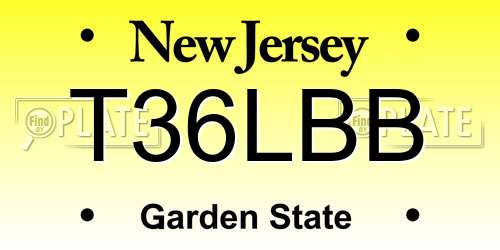 T36LBB New Jersey License Plate