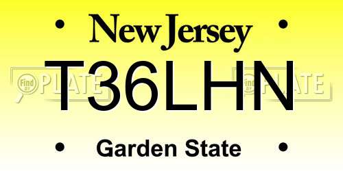 T36LHN New Jersey License Plate