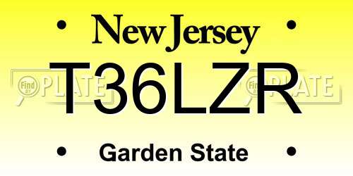T36LZR New Jersey License Plate