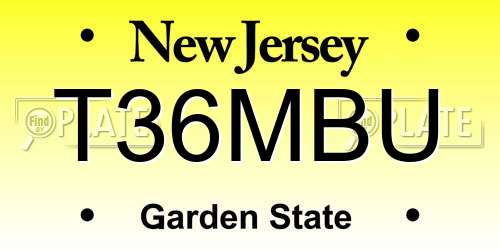 T36MBU New Jersey License Plate