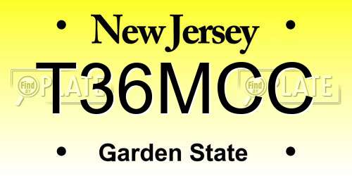 T36MCC New Jersey License Plate