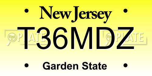 T36MDZ New Jersey License Plate