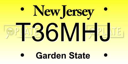 T36MHJ New Jersey License Plate